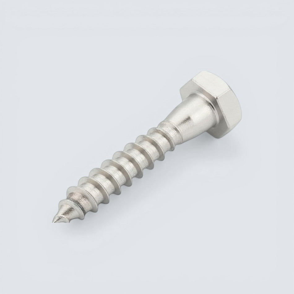 Bild på fransk träskruv i rostfritt stål.