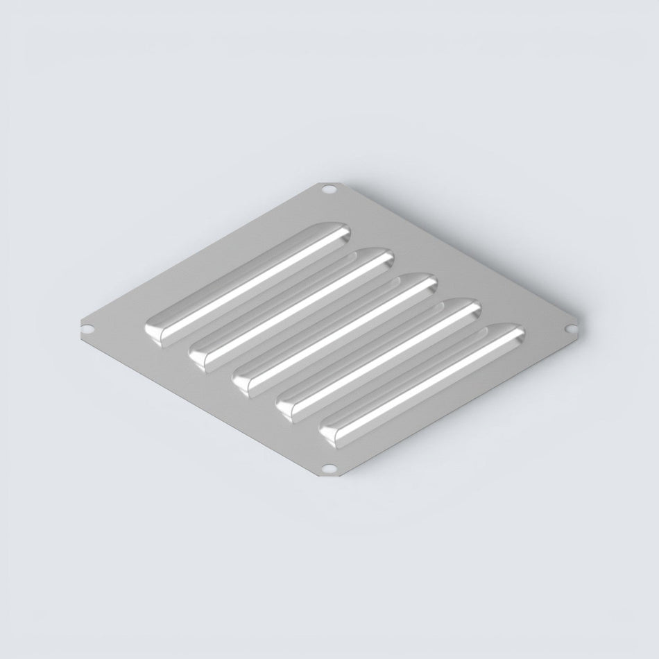 Ventilationsplåt i rostfritt stål.