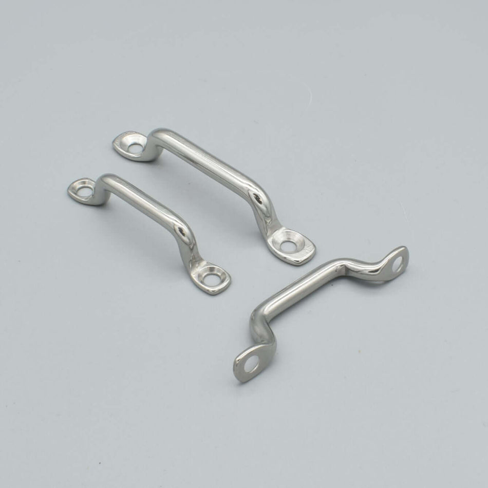 Bild på smid rak bygel i rostfritt stål.