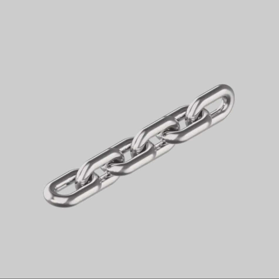 Bild på kortlänkad kätting i rostfritt stål DIN 766.