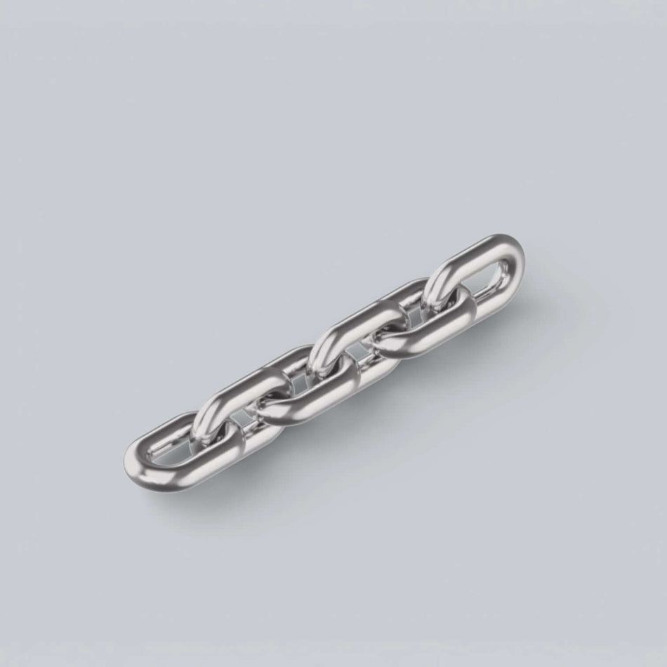 Bild på kortlänkad kätting i rostfritt stål DIN 766.