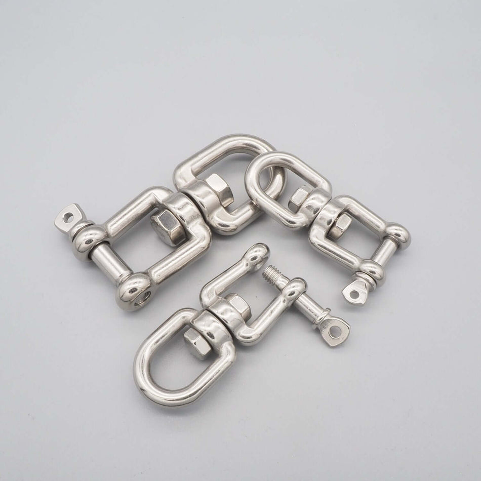 Bild på lekare / svrivel med ögla och gaffel i rostfritt stål A4.