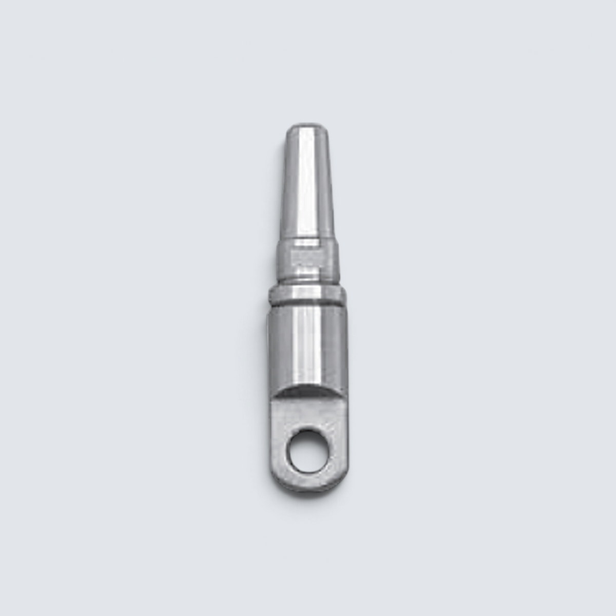 Rostfri.nu DIY swageless eye terminal in A4 stainless steel for 1x19 wire, featuring a flat eye and screw-on design.