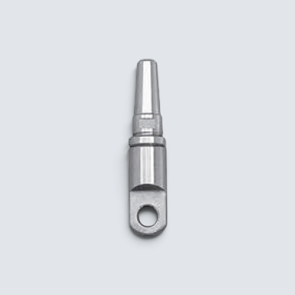 Rostfri.nu DIY swageless eye terminal in A4 stainless steel for 1x19 wire, featuring a flat eye and screw-on design.