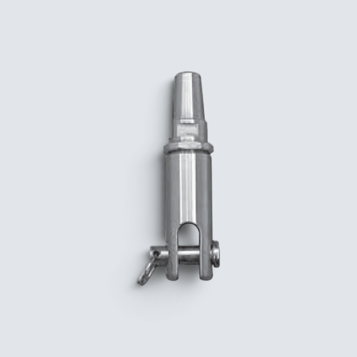 Rostfri.nu DIY stainless steel A4 fork terminal for 1x19 wire rope, featuring a screw-on design for easy installation.