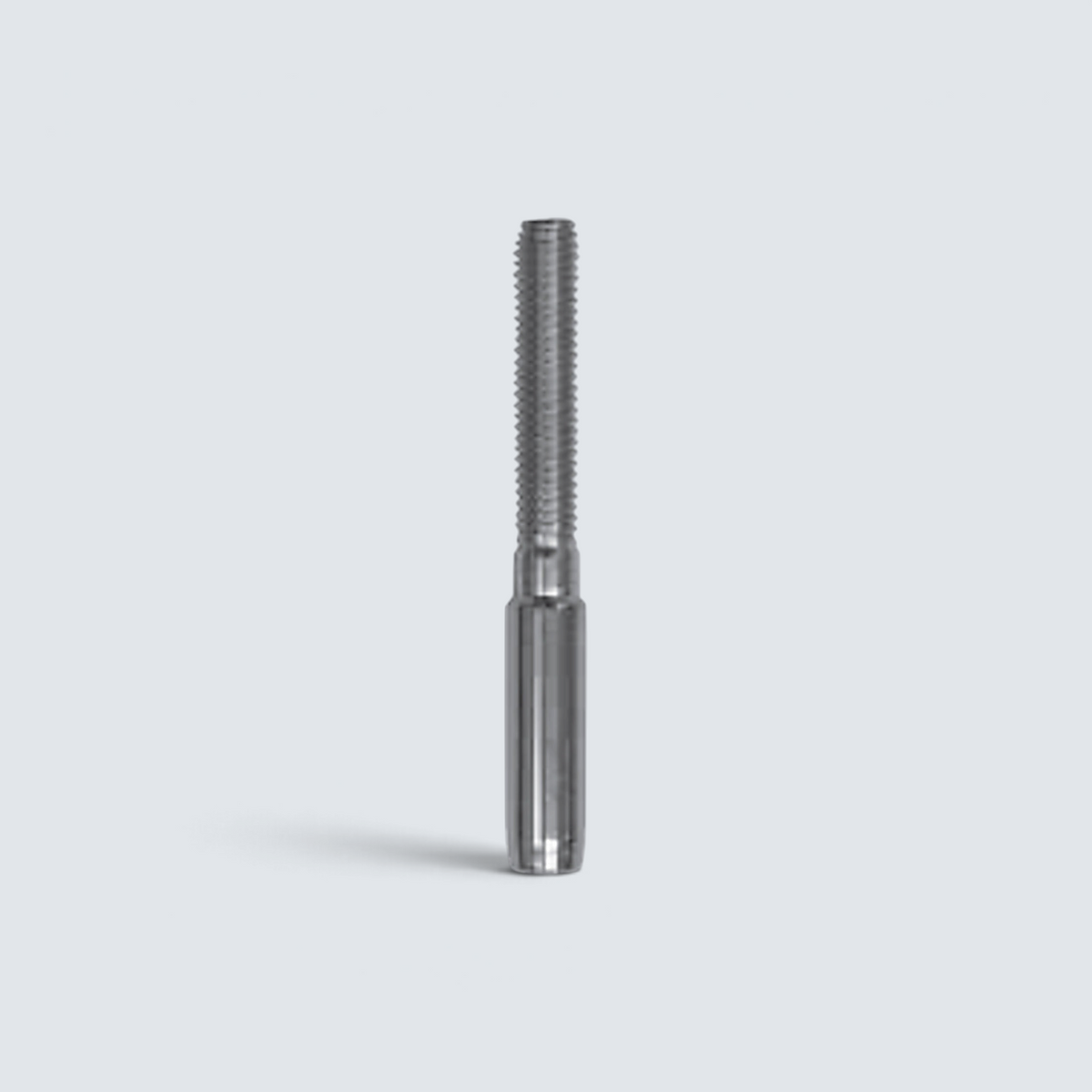 Rostfri.nu A4 stainless steel mini swage stud terminal with long right-hand thread for wire rope rigging